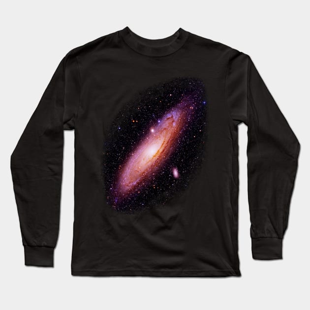 Andromeda Galaxy Messier 31 Cosmic Art Splattered Edges Vertical Long Sleeve T-Shirt by Brasilia Catholic